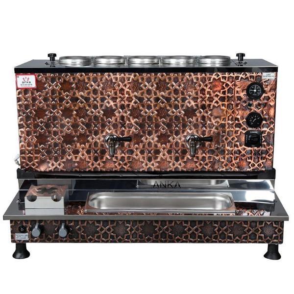  Anka Pro Plus Otomatik Çay Kazanı 5 Demlikli 50 Litre Bakır Elektrikli Tüplü - Image 1