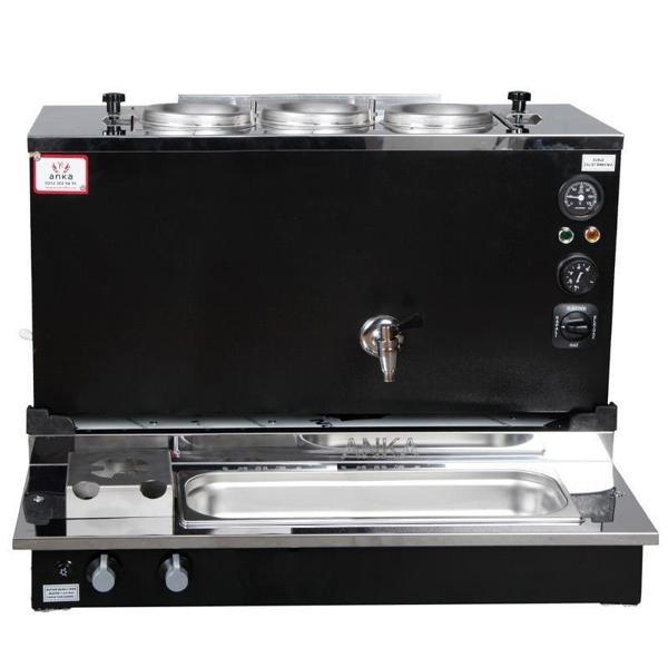 Anka Pro Plus Otomatik Çay Kazanı 3 Demlikli 30 Litre Siyah Elektrik Doğalgaz - Image 1