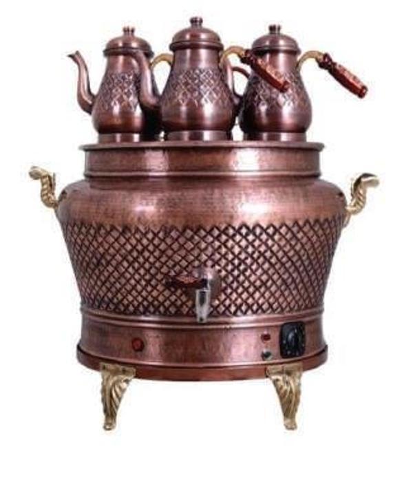 Anka Otantik Ovak Elektrikli 2Demlikli Bakır semaver - Image 1