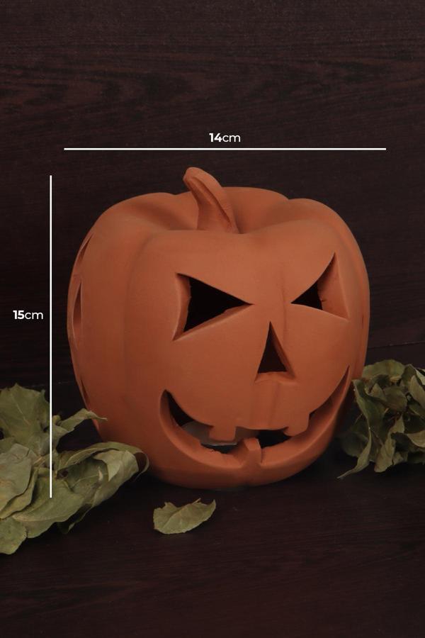 Balkabağı Cadılar Bayramı Halloween Kabak Mumluk, Kabak Mumluk Cadılar Bayramı+Tealıght Mum - Image 1