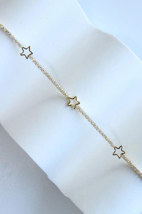 V.i.p Seri Full Taşlı Su Yolu Çoklu Yıldız Model Renk Atmaz Kararmaz Garantili Kadın Çelik Bileklik - Image 1