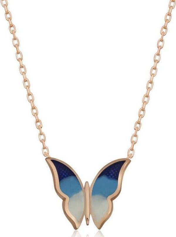 925 Ayar Gümüş Minimal Kelebek Bayan Gümüş Kolye - Image 1