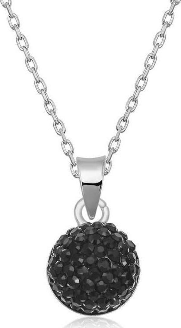 925 Ayar Gümüş Siyah Kristal Taşlı Kadın Gümüş Kolye - Image 1