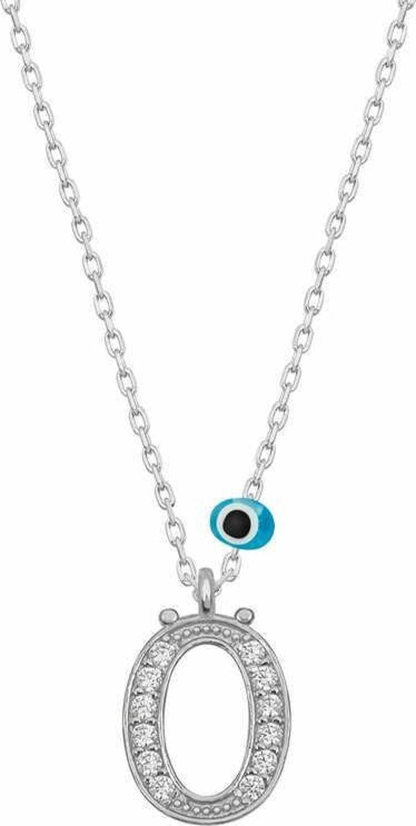 925 Ayar Gümüş Nazar Rodyum Ö Harfi Kadın Gümüş Kolye - Image 1