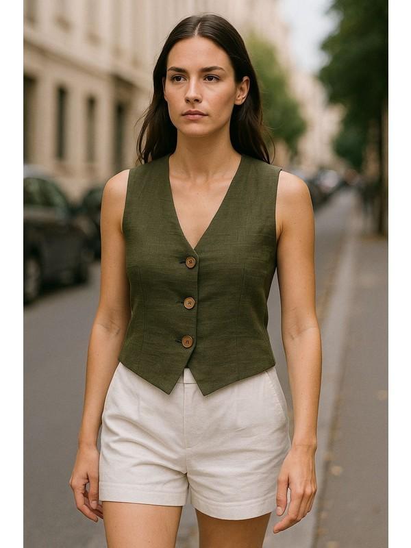 Udenya Çift Katlı Müslin Yelek - Image 1