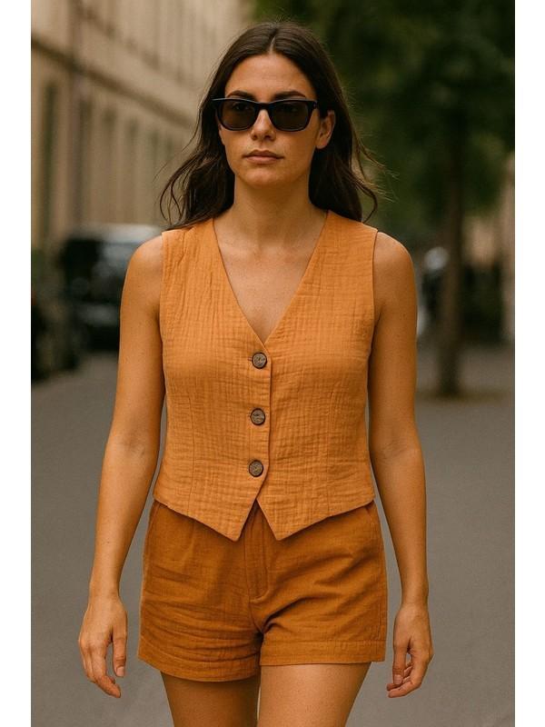 Udenya Çift Katlı Müslin Yelek - Image 1