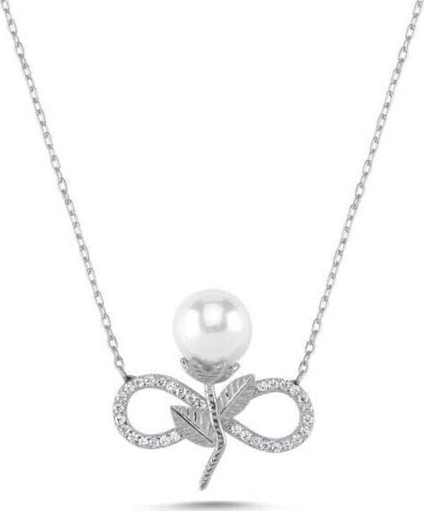 925 Ayar Gümüş Sonsuz İnci Kadın Gümüş Kolye - Image 1