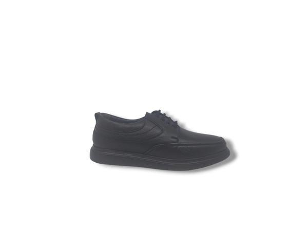 Özsoylu 267 Erkek Siyah Bağcıklı Hakiki Deri Günlük Kullanım Poli Taban ( HAFİF ) Büyük Numara Ayakkabı 45 46 47 - Image 1