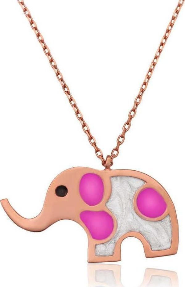 925 Ayar Gümüş Rose Fil Kadın Gümüş Kolye - Image 1