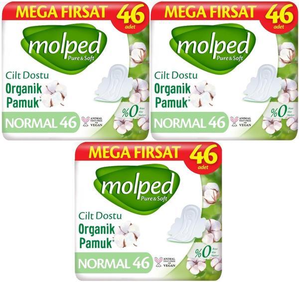Molped Pure&Soft Hijyenik Ped Normal 138 (3PK*46) Adet Mega Pk - Image 1