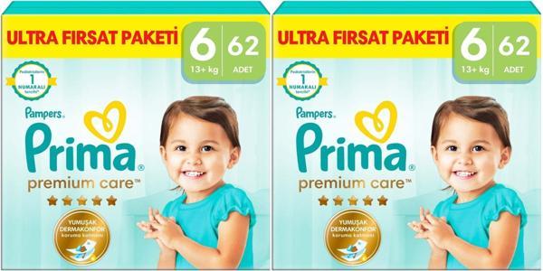 Prima Premium Care Bebek Bezi Beden:6 (13+) Extra Large 124 Adet Mega Fırsat Pk - Image 1