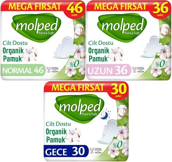 Molped Pure&Soft Hijyenik Ped Avantaj PK Normal 46 + Uzun 36 + Gece 30 Toplam : 112 Adet - Image 1