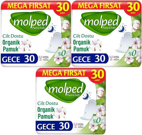 Molped Pure&Soft Hijyenik Ped Gece 90 (3PK*30) Adet Mega Pk - Image 1