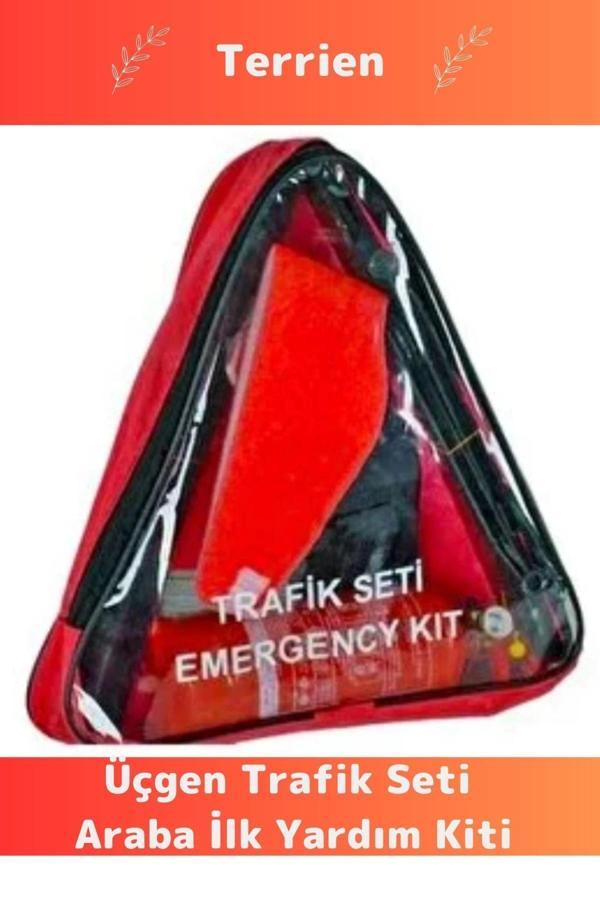 TSE Belgeli Tüvtürk Uyumlu Bez Çantalı Karayollarına Uygun Araba Oto Araba Üçgen Trafik Seti - Image 1