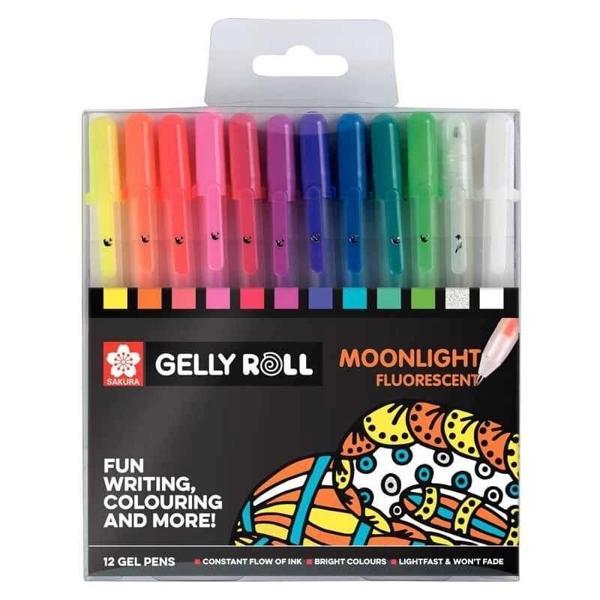 Supertrend Gelly Roll Jel Mürekkepli Neon Kalem Seti Moonlight Fluorescent Set 12 Renk - Image 1
