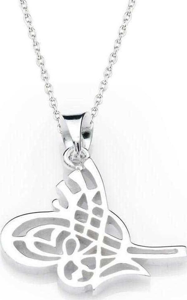 925 Ayar Gümüş Tuğralı Kadın Gümüş Kolye - Image 1