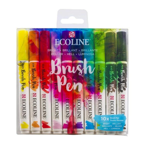 Supertrend Ecoline Brush Pen Fırça Uçlu Kalem Seti 10 Renk BRIGHT COLOURS - Image 1
