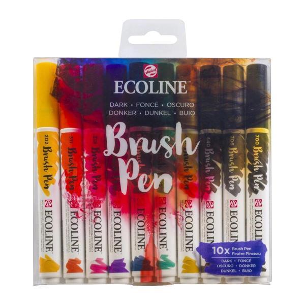 Supertrend Ecoline Brush Pen Fırça Uçlu Kalem Seti 10 Renk DARK COLOURS - Image 1