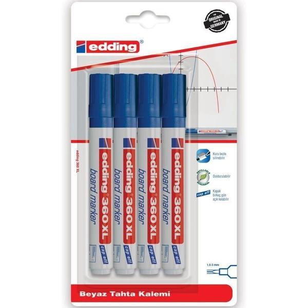 Supertrend 360 XL Whiteboard Marker Doldurulabilir Yazı Tahtası Kalemi Seti 4'lü Mavi - Image 1