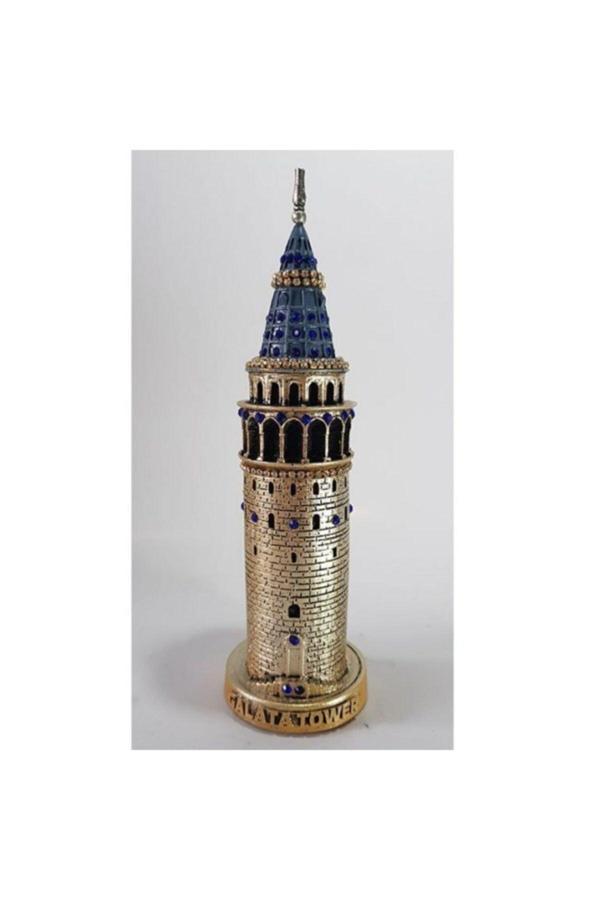 Hediye Seviyorum Galata Kulesi Biblo Altın 23 Cm Lacivert Taş - Image 1