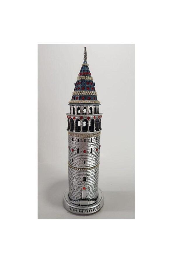 Hediye Seviyorum Galata Kulesi Biblo Gümüş 29 Cm Kırmızı Taş - Image 1