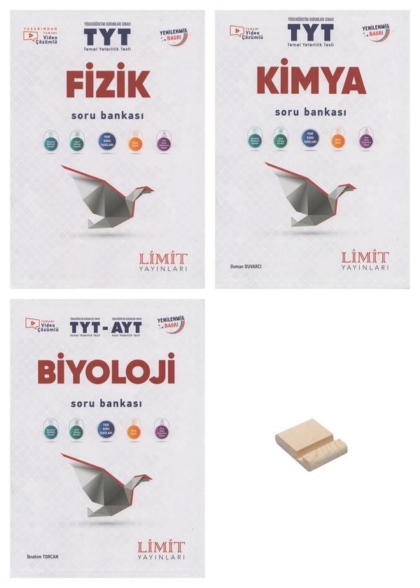 Limit TYT Fizik Kimya ve Biyoloji Soru Bankası 3lü Set + Telefon Standı - Limit Yayınları - Image 1