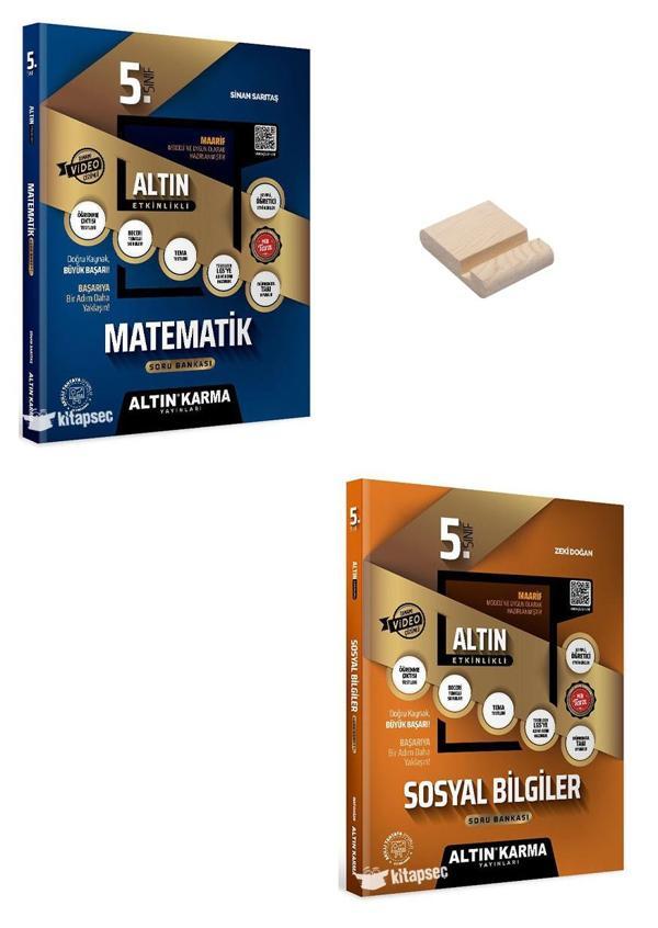 Altın Karma 5. Sınıf Matematik ve Sosyal Bilgiler Etkinlikli Soru Bankası + Telefon Standı - Altın Karma Yayınları - Image 1