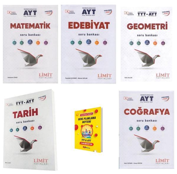 Limit AYT Matematik Edebiyat Geometri Tarih ve Coğrafya Soru Bankası 5li Set + Planlama Defteri - Limit Yayınları - Image 1