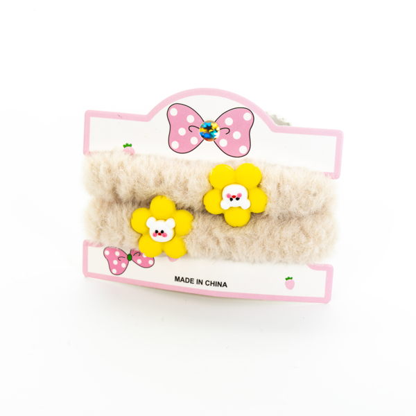 Biem Peluş İkili Çİçekli Simit Toka Krem - Image 1