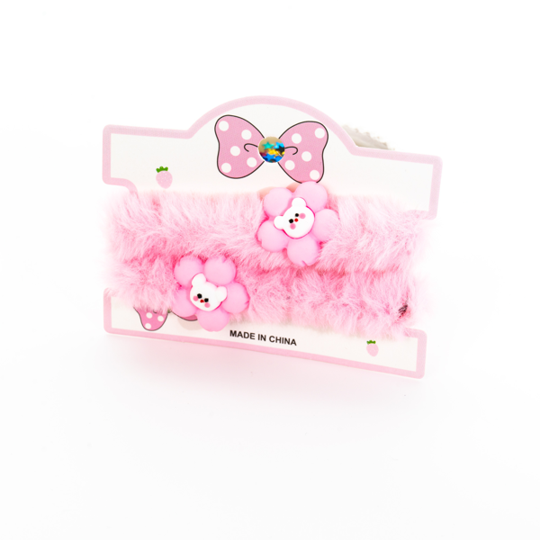 Biem Peluş İkili Çiçekli Simit Toka Açık Pembe - Image 1