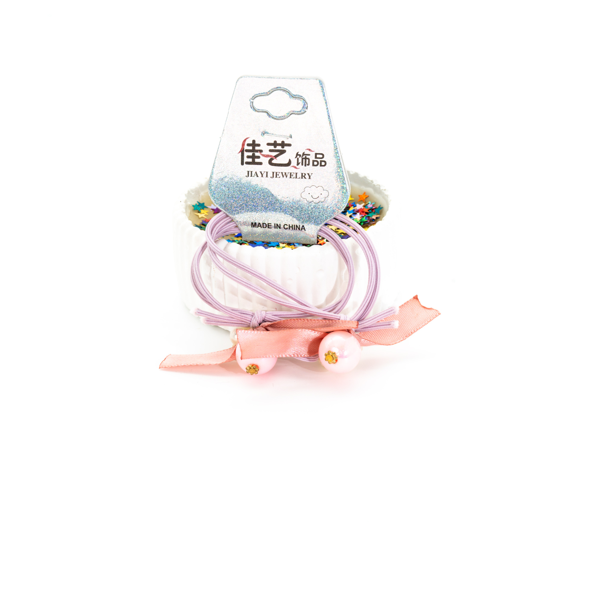 Biem İncili Lastik Toka Pembe - Image 1