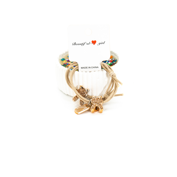 Biem Taşlı Tavşanlı Lastik Toka Krem - Image 1