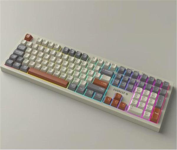 Everest KM-78 Rena Krem-Gri-Kahve Kablosuz 2.4 + BT RGB Aydınlatmalı Sessiz Q  Klavye + Mouse Se - Image 1