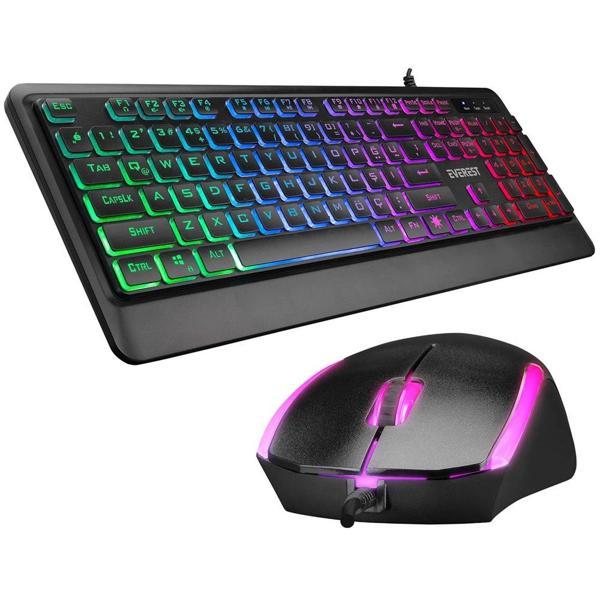 Everest KM-R59 FORZA PLUS Siyah Usb Rainbow Backlight Q Klavye + 1200 dpi Mouse Set - Image 1