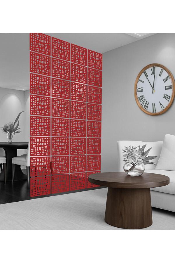 Wooddoom Ağ Lazer Kesim Paravan, Ahşap Seperatör, Panel Levha Seti Dekorasyon Ahşap Oda Bölücü Desen - Image 1
