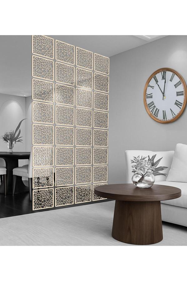 Wooddoom Halkalar Rastgele Lazer Kesim Paravan, Ahşap Seperatör, Panel Levha Seti Dekorasyon Oda Bölücü Desen - Image 1