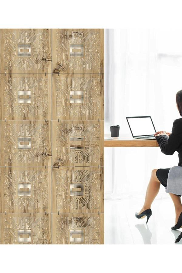 Wooddoom Lazer Kesim Sarkıt Paravan,Ahşap Seperatör, Panel Levha Seti Dekorasyon Ahşap Oda Bölücü Çip İşlemci - Image 1