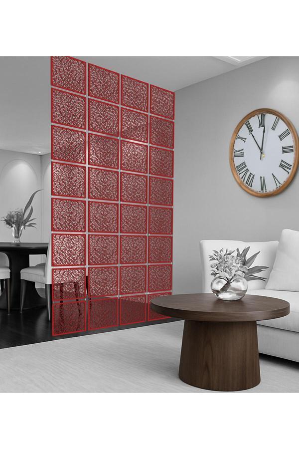 Wooddoom Çizgiler Ateş Lazer Kesim Paravan, Ahşap Seperatör, Panel Levha Seti Ahşap Oda Bölücü Desen - Image 1