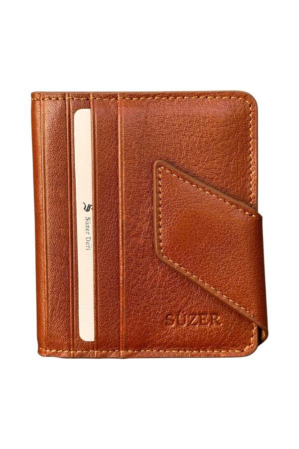 Mıknatıslı ve Kemerli İkiye Katlı Model Hakiki Deri Kredi Kartlık Taba - Image 1