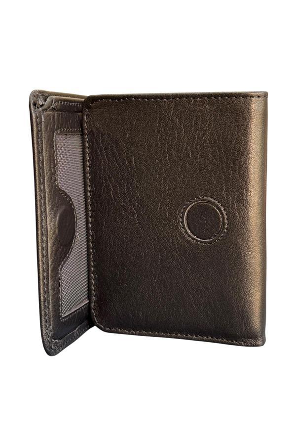 Üçe Katlamalı Model Mıknatıslı Hakiki Deri Erkek Cüzdan - Siyah - Image 1