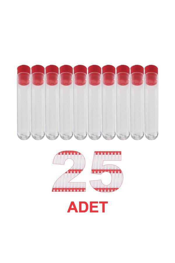 Atel-San Deney Tüpü 12X75 Mm / Plastik - Dibi Yuvarlak Kapaklı X 25 Adet - Image 1