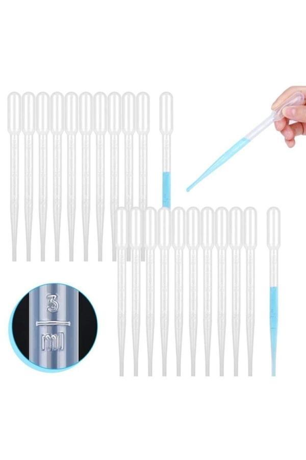 Okul Store 50 Adet 3Ml Plastik Pastör Pipeti Alkano Taksimatlı Likit Pipeti Damlalık - Image 1