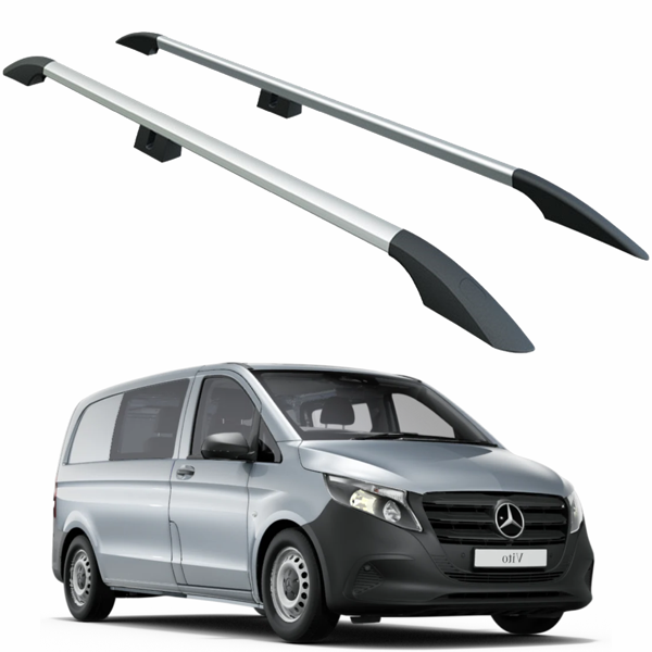 Mercedes Vito W447 L2 (2014-2025) Araç Üstü Alüminyum Tavan Yan Rayları Plus Serisi - Gri - Image 1