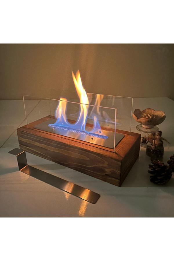Soft Atelier Home Masaüstü Ahşap Şömine  Yakıt Ve Taş Hediyeli - Image 1