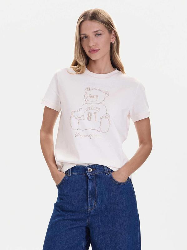 Guess Unique Kadın Beyaz Aktif Regular Fit T-Shirt V5BI16K8FQ4-G1H6 - Image 1