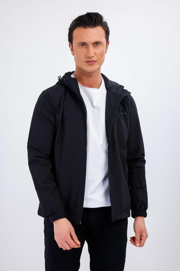 Maris Su ve Rüzgar Geçirmez Kapüşonlu Yağmurluk - Siyah - Image 1