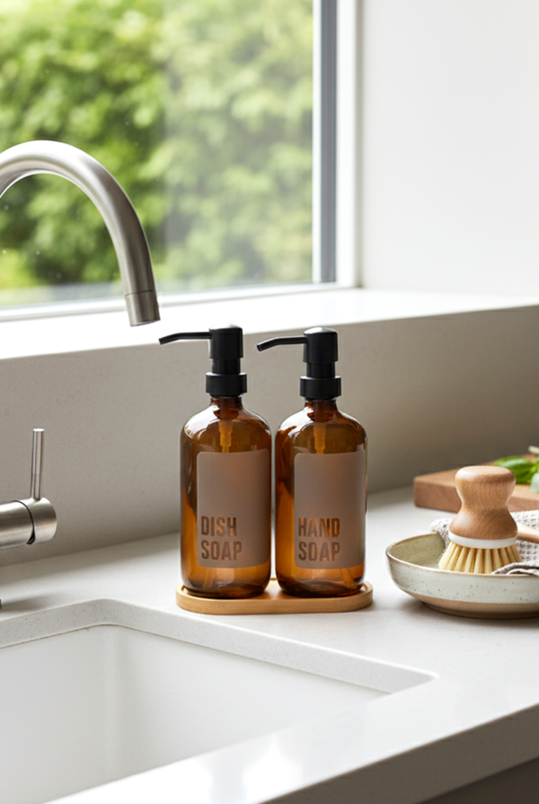 Viola 2'li Amber Cam Sıvı Sabunluk Seti - Image 1