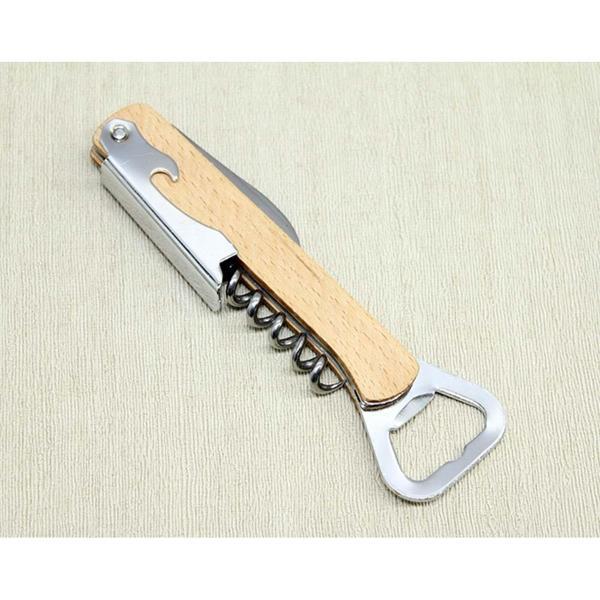 Ahşap Paslanmaz Çelik Tirbuşon Açacak - Image 1