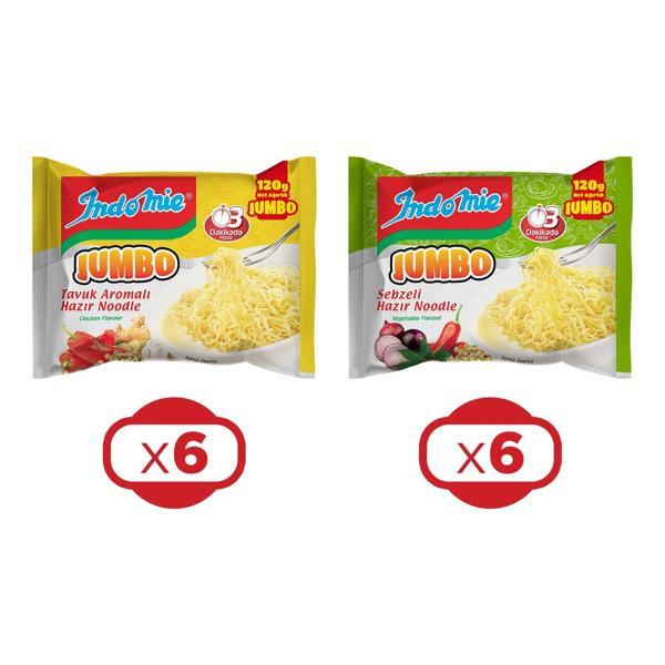 Indomie Noodle Jumbo 120 gr Tavuklu ve Sebzeli 12 li Karma Paket  - Image 1