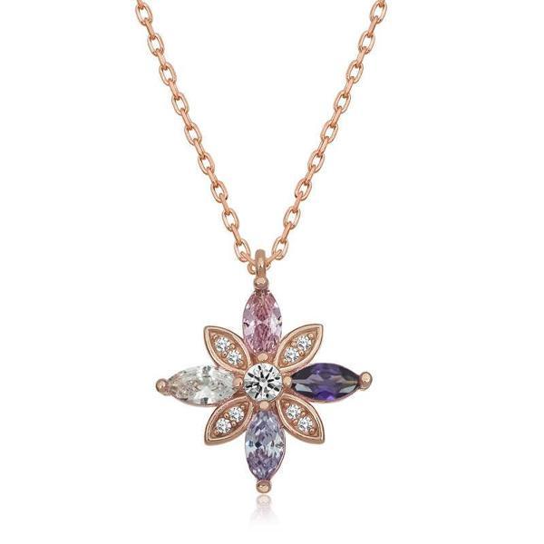 KENPAZAR 925 Ayar Gümüş Mix Taşlı Umut Çiçeği Gümüş Kolye - Image 1